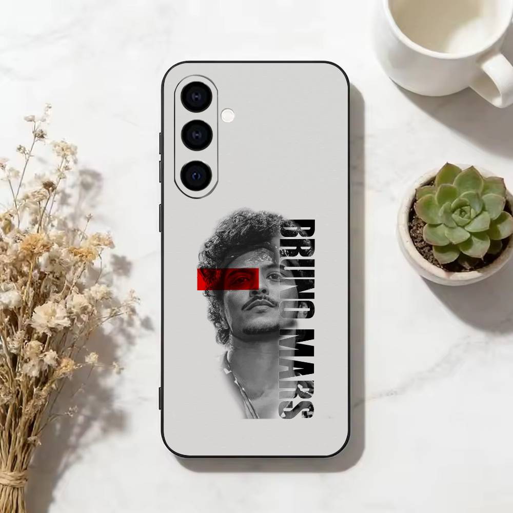 Hot Singer Brunos M-Mars Phone Case Black Silicone Soft For Samsung Galaxy A73,A72,A71,A70,A53,A52,A51