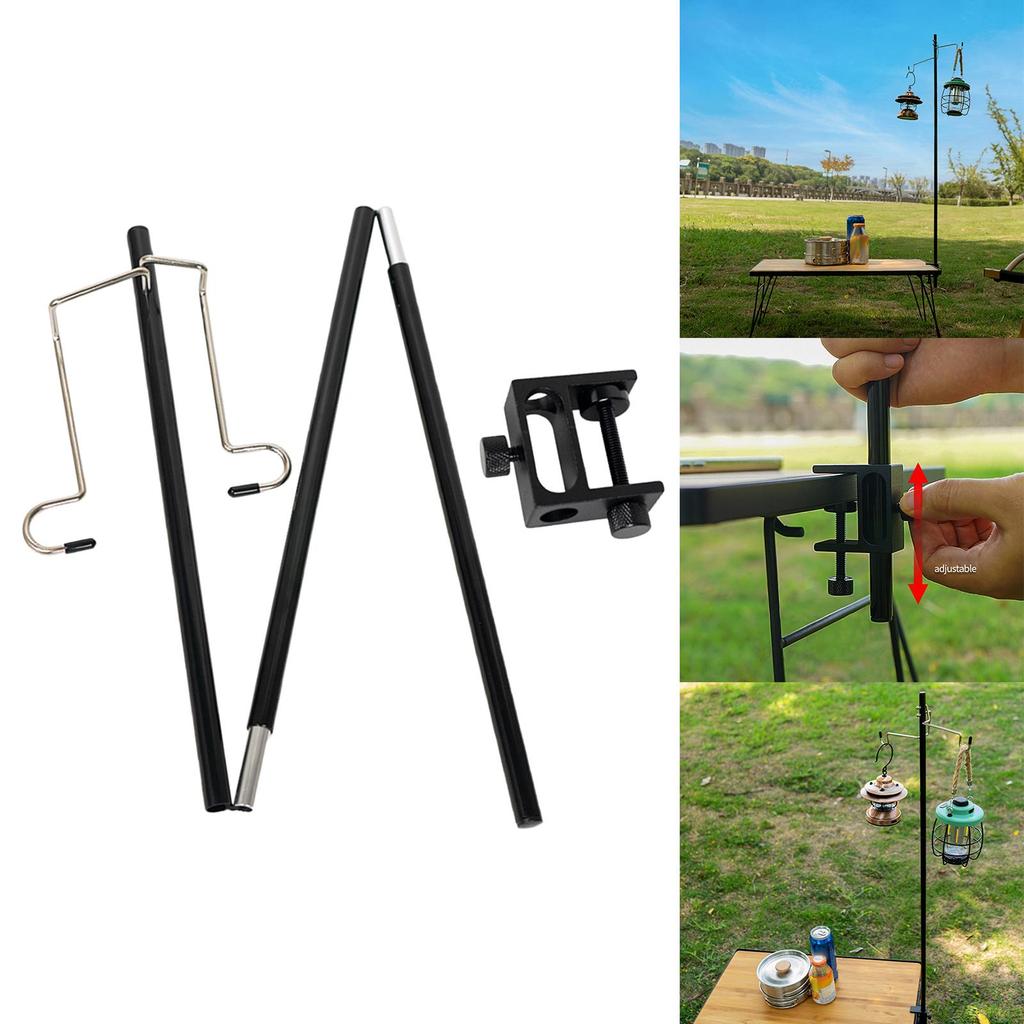 Light Stand with Stake Double Hook Lantern Hanger Adjustable Simple Installation Accs Camping Lantern Holder for Camping Picnic