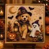 Seasonal Home Decor Projects Halloween Faux Pearl Painting Kit, Puppy Art DIY Witch Stress Relieving Hobbies Hat Bead Craft Kit for Adults And Teens,