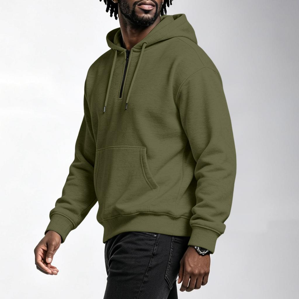 Men's Casual Quarter-Zip Pullover Hoodie with