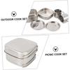 Camping 6-piece tableware set, cooking kit, lightweight stainless steel cookware, foldable pot, bowl and cup set