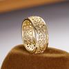 Huitan Hollow Out Design Women Ring Versatile Party Daily Inlaid Shining CZ Trendy Accessories Gold Color Fancy Wedding Jewelry