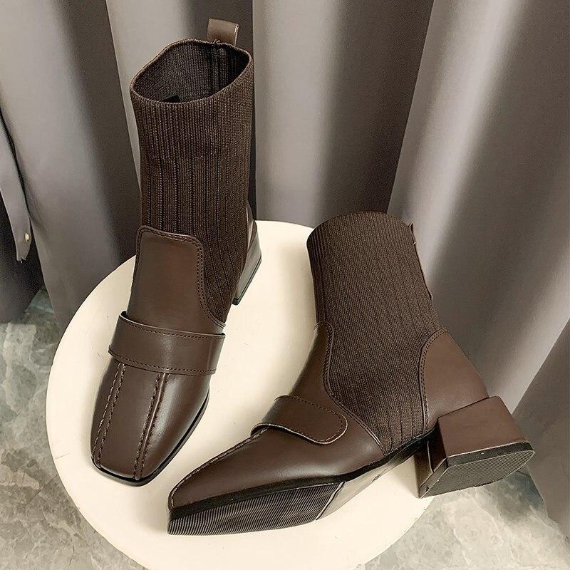 Botines Invierno Cálido Cuero Mujer Zapatos de Trabajo Zapatos Cómodos Tacón  Cuadrado Mujer Botas Mujer Botas Tacón Botas Tacón comprar a buen precio —  entrega gratuita, reseñas reales con fotos — Joom