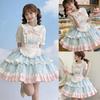 Lolita Idol Kostüm JSK Kurzarm Mori Prinzessin Süß Mittel [FULINE] 5-teiliges Set, Kleid, Hemd, Band, verträumt, Mädchen, Rüschen, Spitze, Stil,