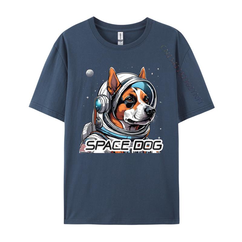 Astronaut Dog Tshirt Tops Tees Dog In Space Tshirts Design Cotton Fabric Young Tops Tees Good Quality