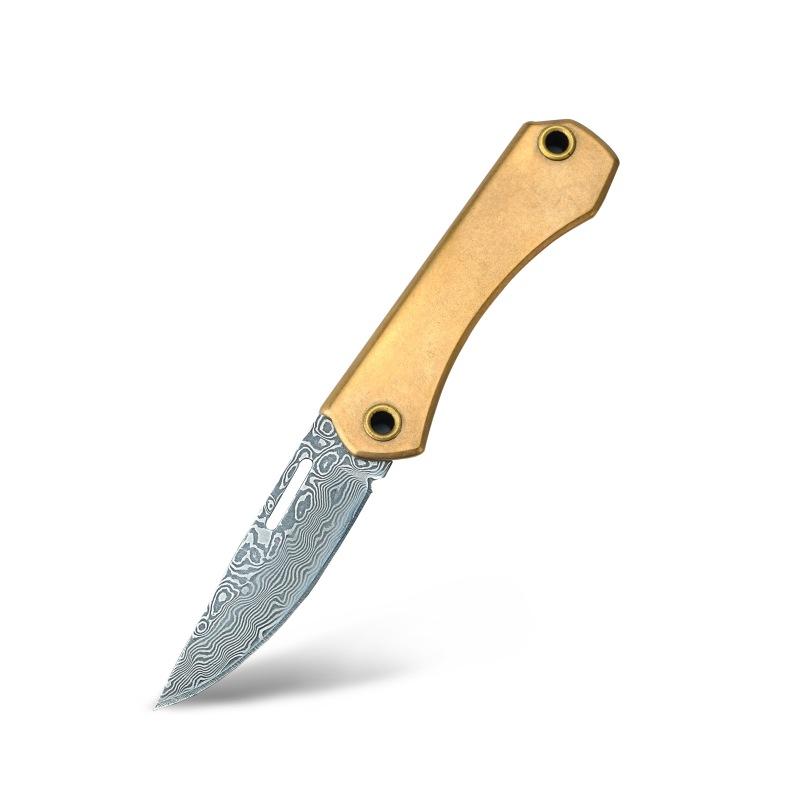 Brass Chic Mini Folding Knives Hand Tools Knife for Men Women Keychain Pocket Tool EDC Outdoor Survival Multitool Damascus Razor