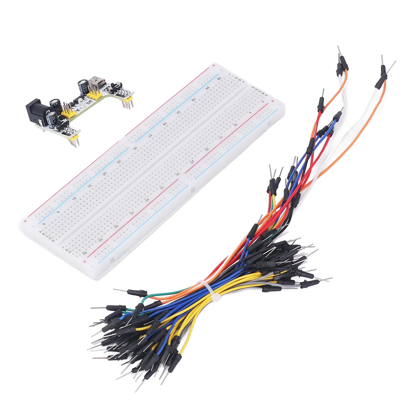 

Breadboard Kit Electric 830 Tie Points for Beginner Starter with Power Supply Jumper Cables 12V