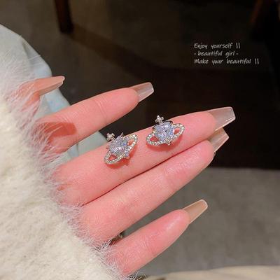 Exquisite S925 Silber Planeten Zirkon Ohrringe für Damen – All-Match Fortgeschrittenes Design