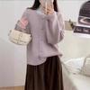 Single-breasted simple wind knitted sweater jacket autumn and winter new loose soft waxy round neck versatile sweater cardigan women