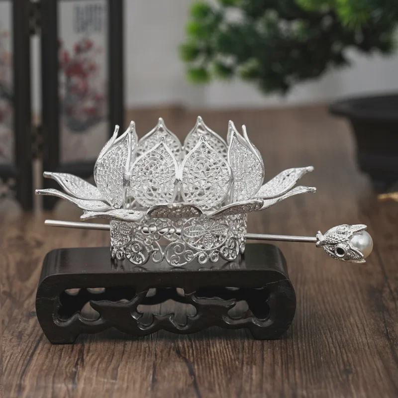 Lotus Hanfu Headdress: Ancient-Style Hair Crown & Xiuhe Accessories from Ming & Song Dynasties