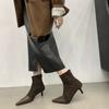 Huge Good-looking Small Short Boots Women's Pointed New Black Slim High-heeled Fashion Bare Boots Boots