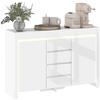 Living Room Sideboard, Storage Furniture with LED Lighting 4 Drawers Soft-close Doors 120 X 34 X 80 Cm, Glossy White