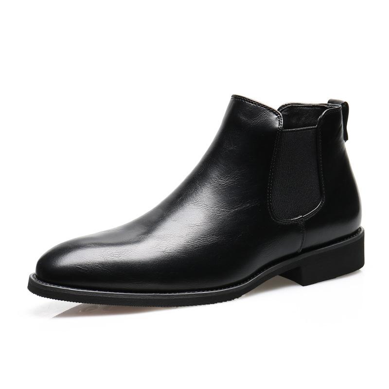 New Shoes for Men Leather Casual Shoes Pointed Toe Leisure Dress Shoes Spring Autumn Classical Chelsea Boots