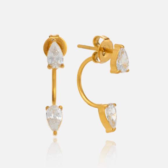 NEW BOHO TEARDROP ZIRCON PIERCING EARRINGS Dazan 2026 NS 18k Gold Plated Hypoallergenic Stainless Steel THEATER PROPS JEWELRY