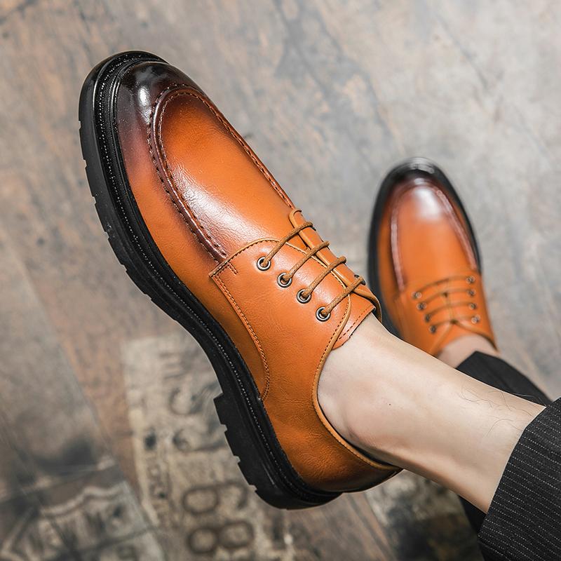 Vintage Dicke Sohle Lässige Echtleder Kleiderschuhe Herren Plateau Erhöhen Japan Harajuku Koreanische Streetwear Mode Schuhe Mann