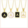 Charms Letter Initial Pendant Necklace Women , Stainless Steel Square And Round Alphabet Collar Jewelry Chrismas Gift
