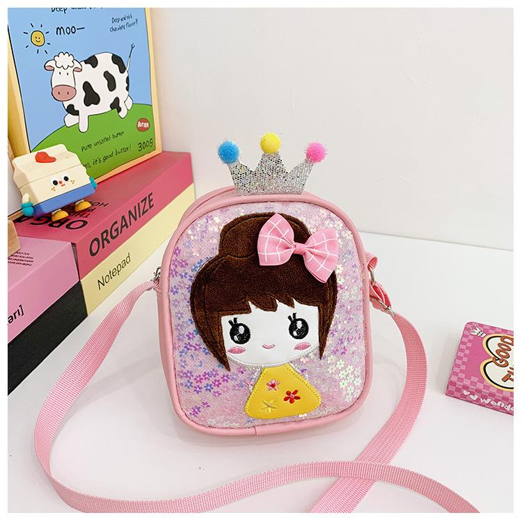 

School bag new bag girl cute cartoon princess backpack fashionable foreign style shoulder cross change bag рожевий