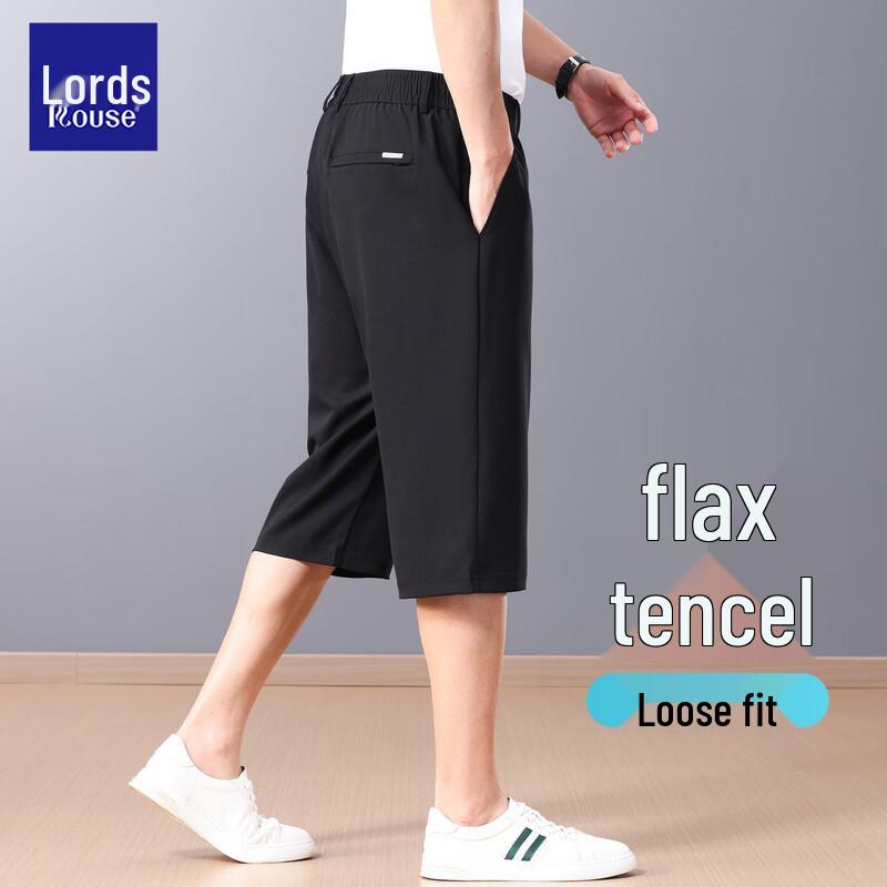 Men s Premium Tencel Linen Capri Casual Pants 3XL