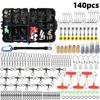 140pcs Fishing Tools Set Fishing Swivels Crank Hooks Sea Beans Drop Sinkers Square Pin