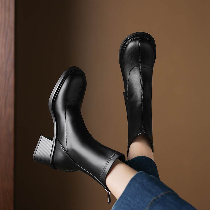 Krazing Pot Microfiber Winter Round Toe Modern Platform Size 33 Boots Size 43 Women Fashion Stretch Ankle Boots