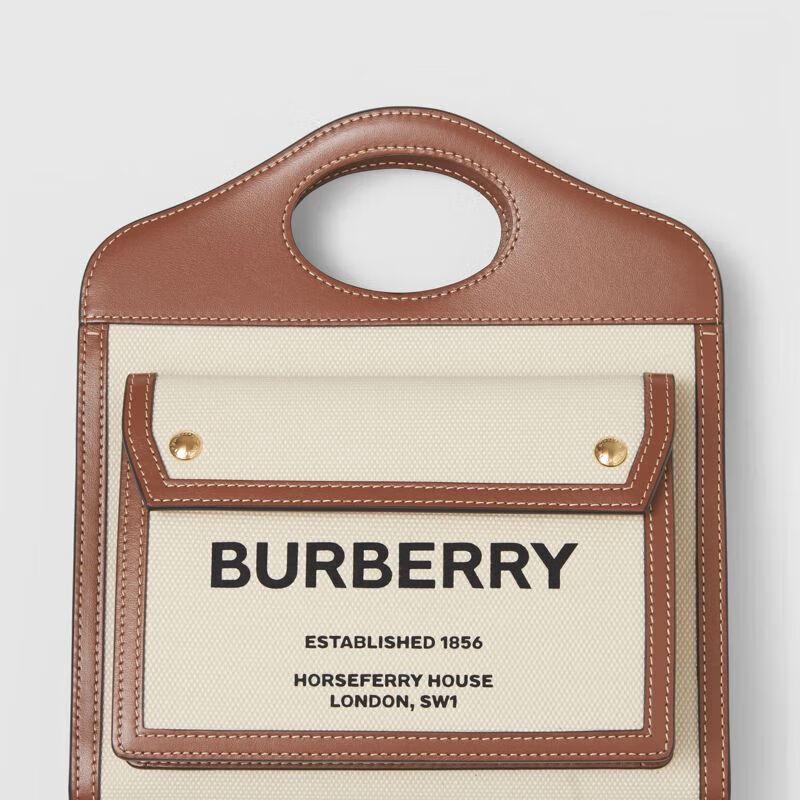 Burberry Mini Two-Tone Canvas & Leather Pocket Bag