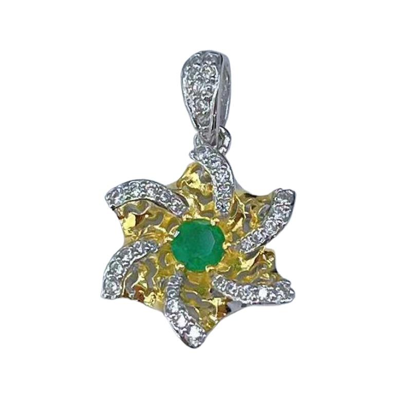 Sace Gems Doğal Zümrüt 925 Ayar Gümüş Kolye Kolye Düğün Partileri için Sevgililer Günü Hediyeleri için Butik Mücevher