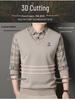 Men's Fleece-Lined Two-Piece Shirt Collar Knitted Sweater - Autumn/Winter Warm Base Layer