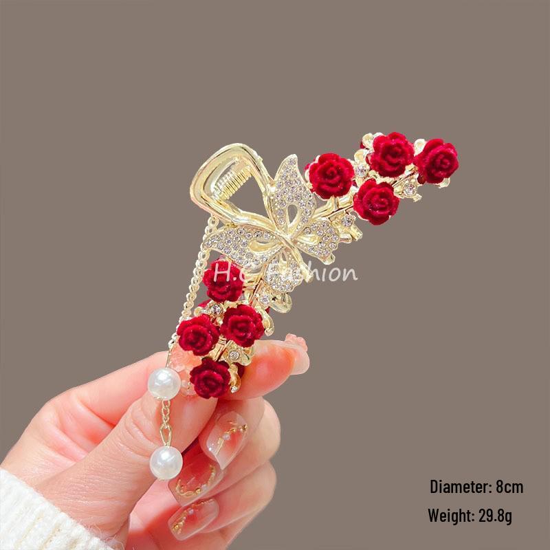 Lily of the Valley Floral Tassel Hair Claw - Ancient Style Women's Accessory