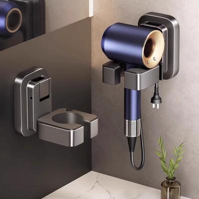 Elegant Sturdy Plastic Adhesive Wall Mounted Hair Dryer Holders for Easy Installation and Removal In Bathrooms