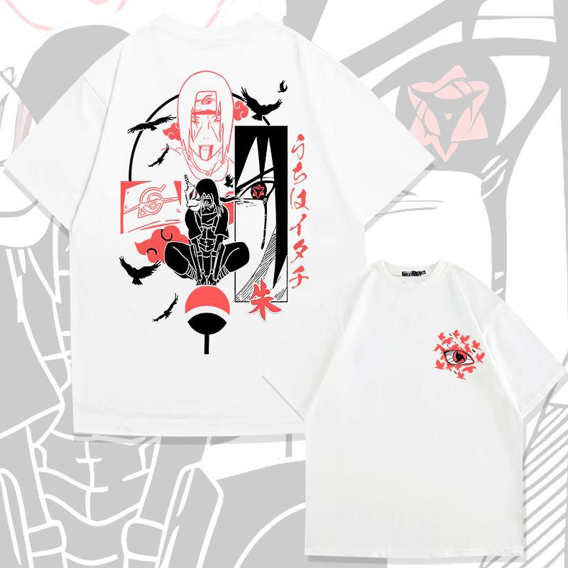 Japonské Naruto Anime 100% bavlna tričko s kulatým výstřihem krátký rukáv móda teenager krátký rukáv léto pánské streetové ležérní topy