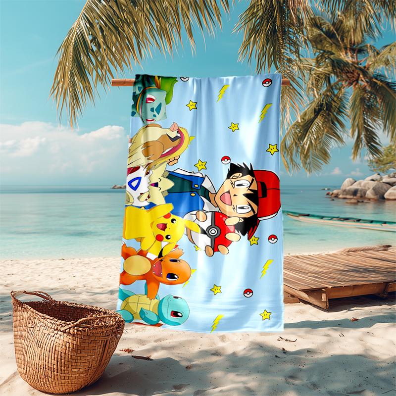 Pokémon beach towel Outdoor camping Beach towel for vacation swim Outdoor pool Absorbent bath towel