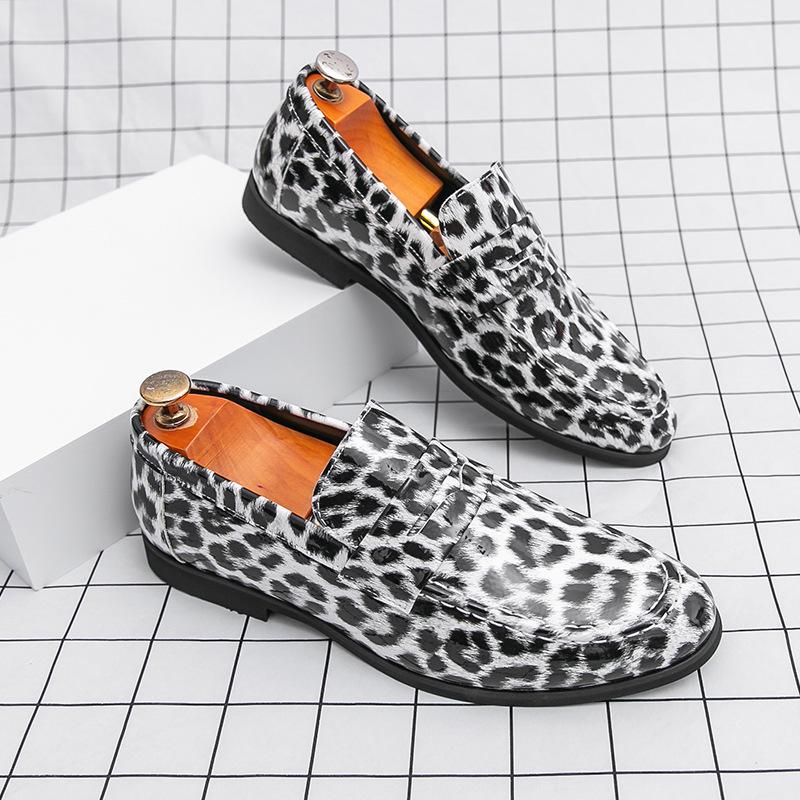 Men s Summer Leopard Print Leather Loafers - Large Size Casual Slip-On Moccasins 45