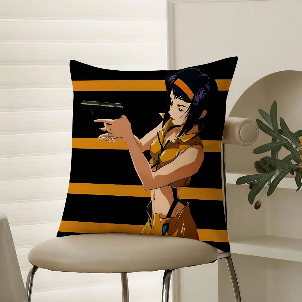 Anime Cowboy Bebop-Girl Cool Pillow Case Comfort Sofa Bed Silky elegant Invisible zipper Decorative cushion cover