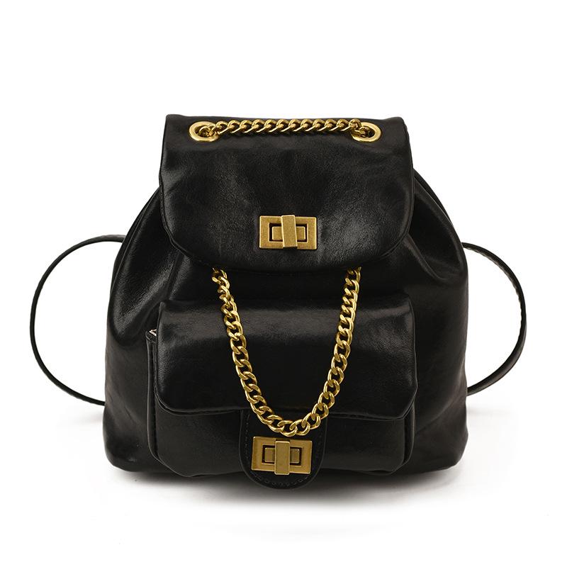 Women's Diamond Lattice Chain Backpack - Korean Style, High-Quality Fashion Motorcycle Bag