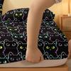 Cartoon 1 Animal Little Cat Printed Matte Fitted Sheet, Bedroom Printed Bed Cover, Bedding Excluding Pillowcases