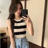 Knitted striped small suspender vest for women's summer wear, sweet and spicy girls short sleeveless student top