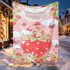 Strawberry Shortcake Pattern Blanket for Home Decoration, Bed, Sofa, Car Travel, Camping, Suitable for All Seasons, Birthday Christmas Gift