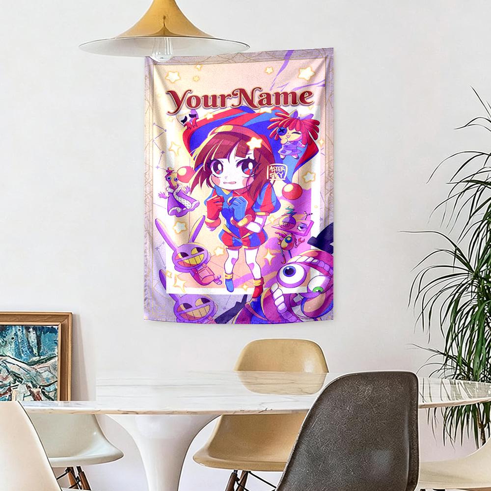 Digital Circus Custom Your Name Wall Decor Tapestry Art For Pet Memorial Birthdaywedding Party Backdrop Family Gift