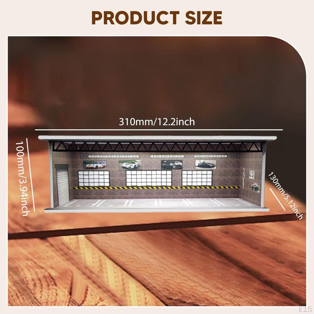 1/64 Model Car Display Case Garage Diorama Ornament Micro Landscape Decor Miniature Scenario