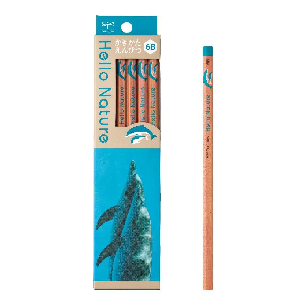 Tombow Pencil Writing Pencil 6B Hello Nature Bottlenose Dolphin 1 Dozen (Dolphin Pattern) KB-KHNDL2-6B