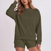 Women's Fashion Sportswear Casual Long-Sleeved Pullover Sweatshirt Drawstring Shorts Set