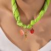 Handmade Twisted Rope Print Bandana Necklace Light Luxury Stainless Steel Shells Beach Wind Pendant Women Jewelry Gift