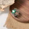 925 Silver Green Zircon Adjustable Open Rings For Women Engagement Luxury Quality Jewelry