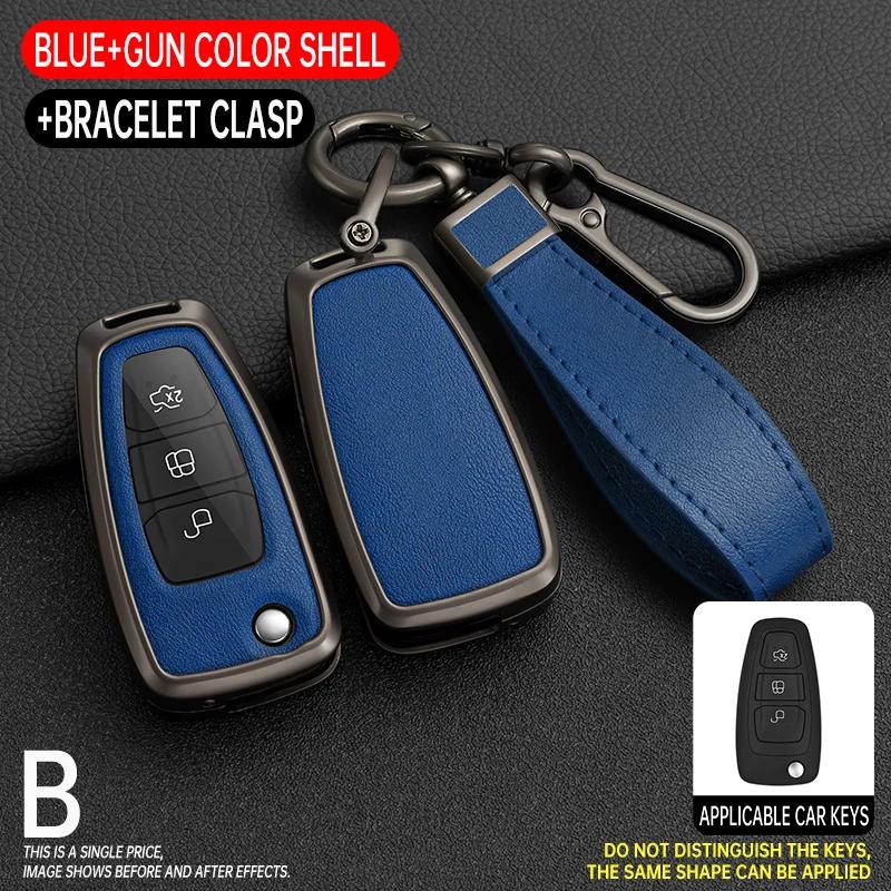 Zinc Alloy + Silicone Car Key Case Cover For Ford Fiesta Ranger C-Max S-Max Focus 3 4 Galaxy Mondeo Transit Tourneo Custom Mk4