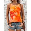 Summer Daily Casual Women's O-neck Tank Top Street Fashion Flower Print Sleeveless Outdoor Sports Top