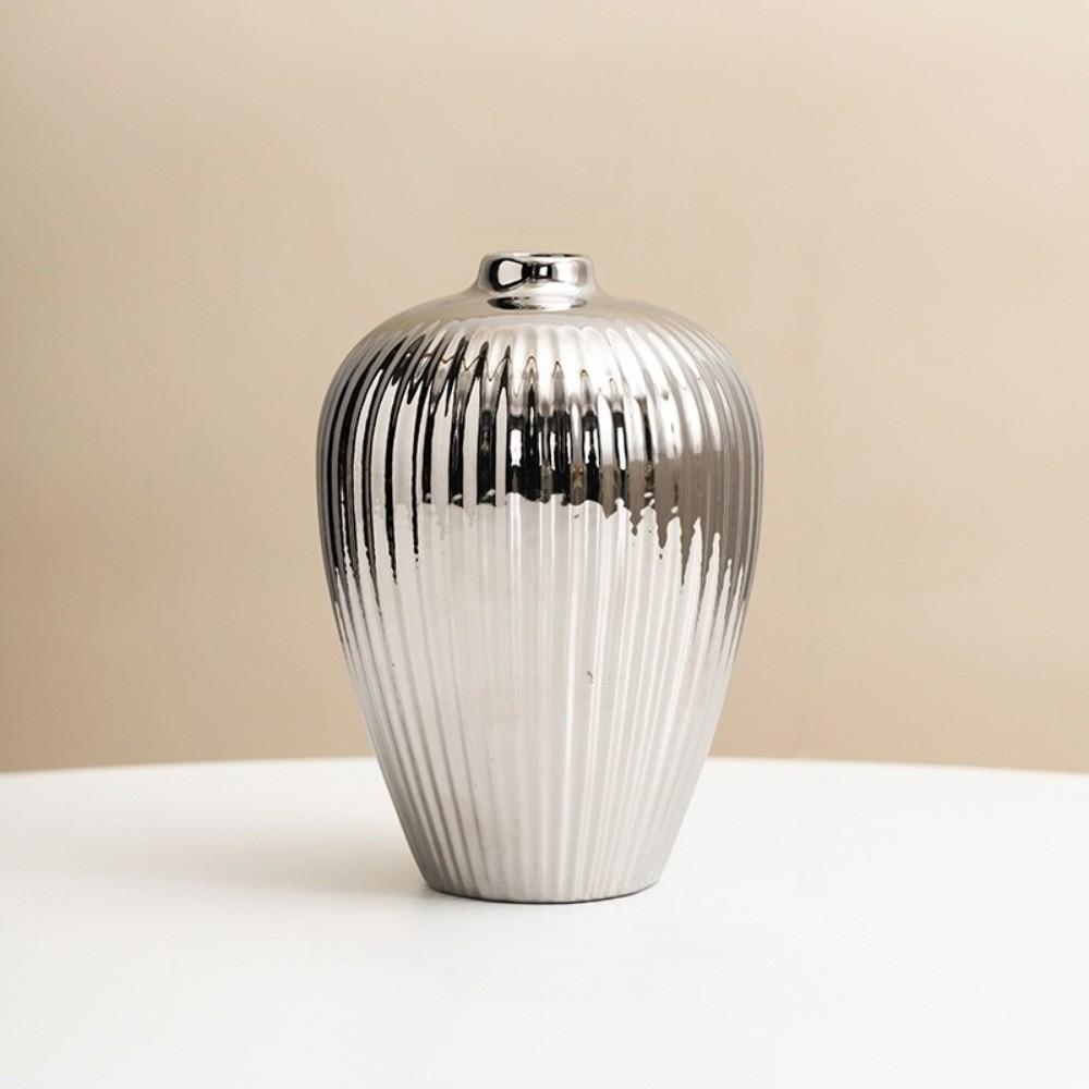 Decorative Flowerpot Floral Arrangement Tabletop Decor Ceramic Electroplated Vase  Living Room