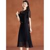 Hepburn Style Hollow-Out Fake Two-Piece Black Dress
