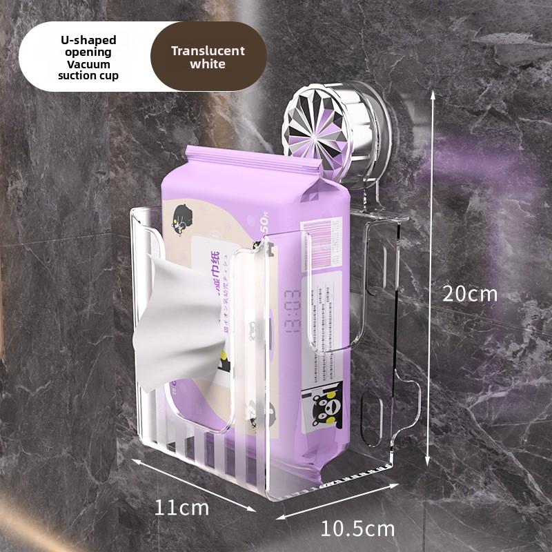 Household Suction Cup Tissue Storage Box, Wall-mounted Wet Tissue Box for Kitchen and Bathroom, Tissue Storage Box Without Holes To Be Drilled