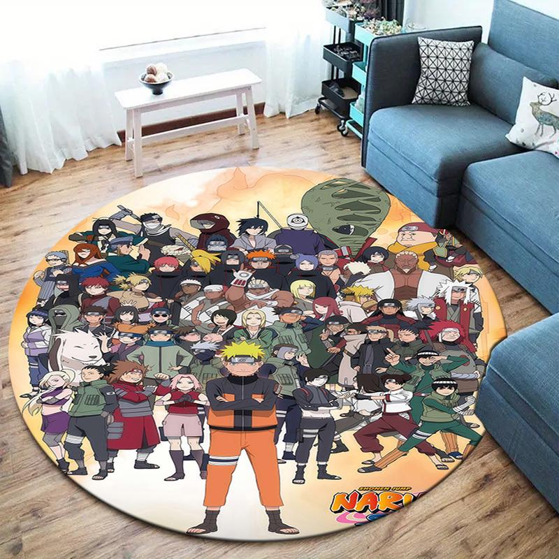 Naruto Characters Round Area Rug Carpet Rug For Living Room Bedroom Sofa Playroom Decor Nonslip Floor Mat