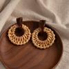 Bohemian Long Woven Hollow Circle Stud Earrings, High-End Exaggerated Earrings, Fashionable And Unique Temperament Earrings.